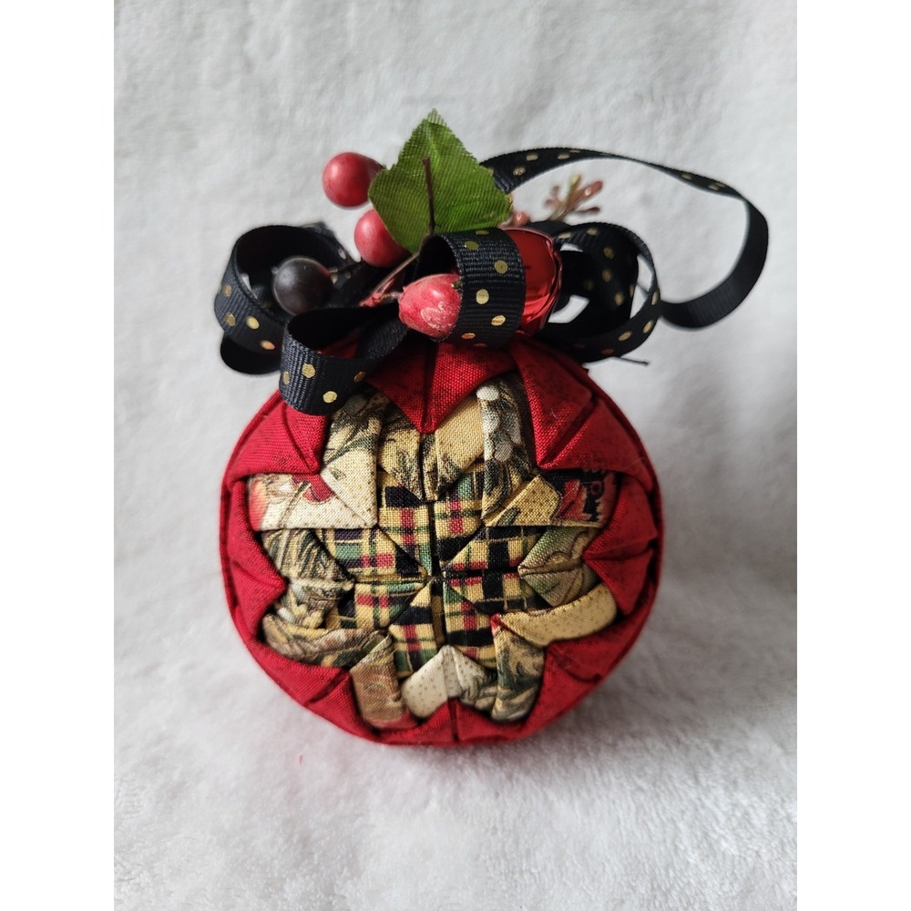 Star Quilt Christmas Tree Ornament Handmade Cottagecore Farmhouse Handcrafted